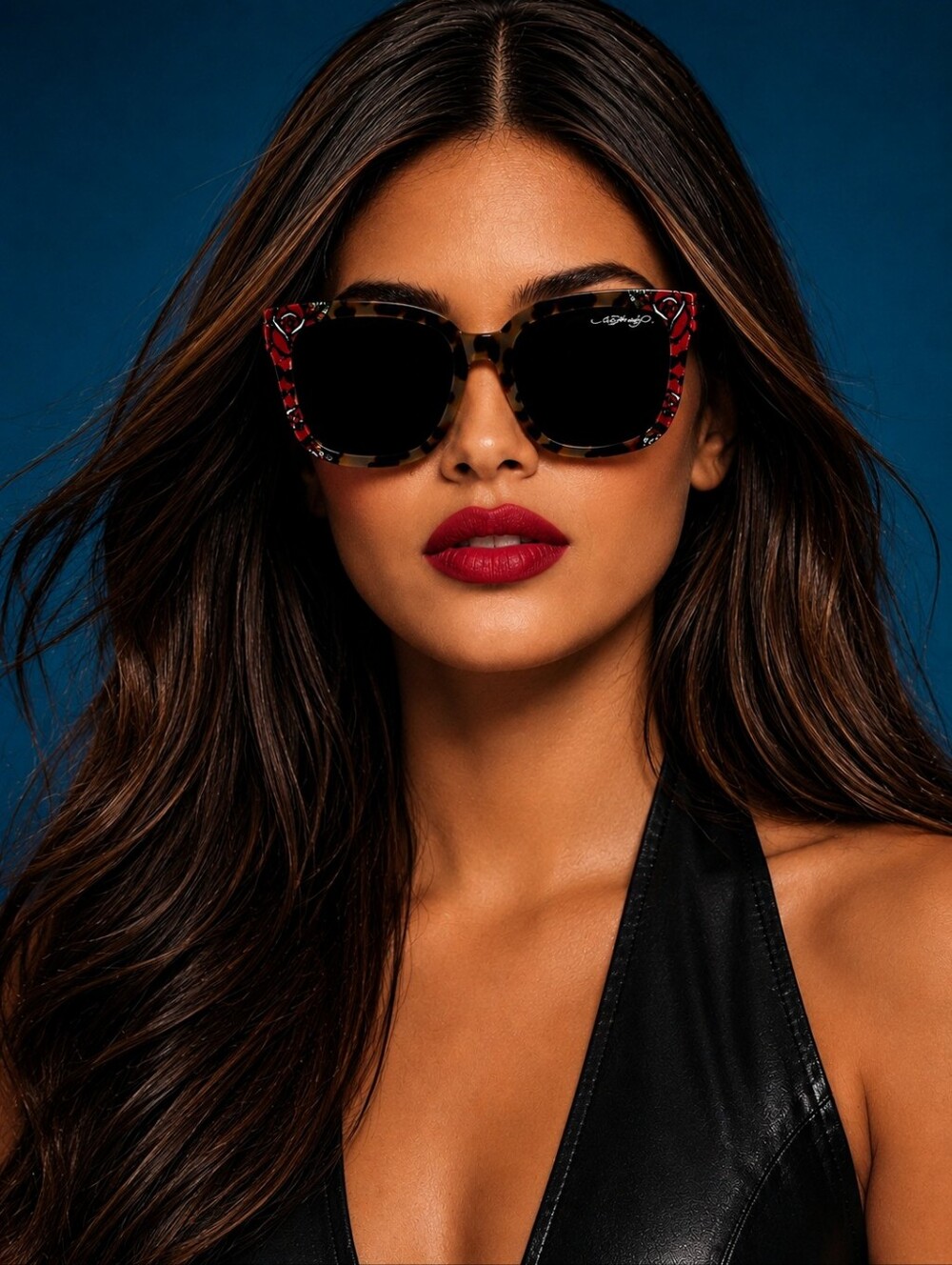 ED HARDY Sunglasses Y2K Designer NEW Rose Graphic Glasses